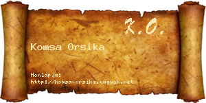 Komsa Orsika névjegykártya